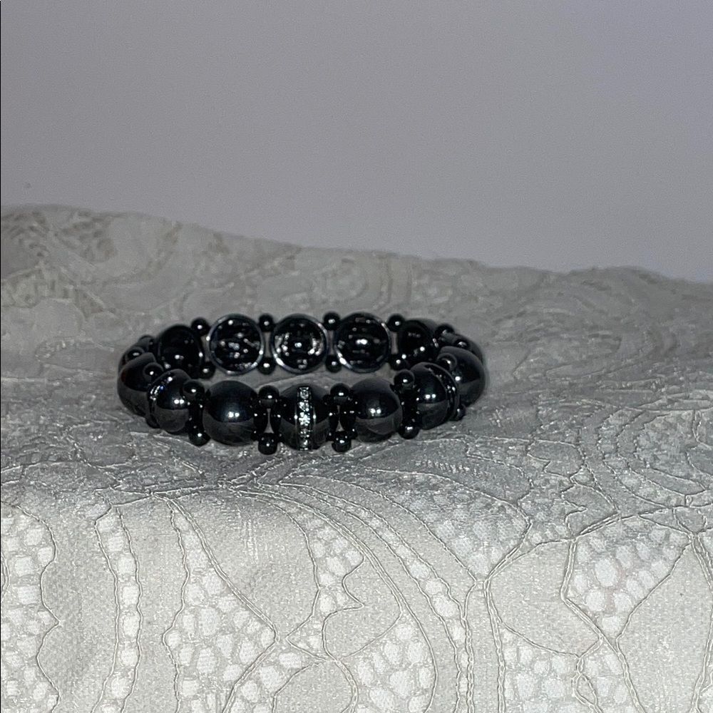 Hematite Bracelet with Rhinestones